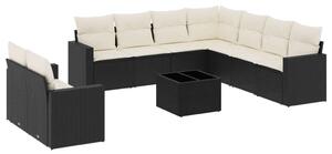 VidaXL Polyrattan Kerti Ülőgarnitúra - 10 részes - Fekete