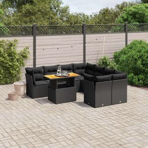 VidaXL Polyrattan Kerti Ülőgarnitúra - 9 részes - Fekete