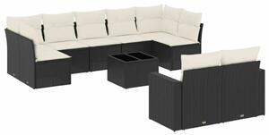 VidaXL Polyrattan Kerti Ülőgarnitúra - 10 részes - Fekete
