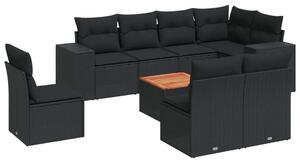 VidaXL Polyrattan Kerti Ülőgarnitúra - 9 részes - Fekete