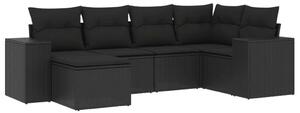 VidaXL Polyrattan Kerti Ülőgarnitúra - 6 részes - Fekete