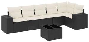 VidaXL Polyrattan Kerti Ülőgarnitúra - 7 részes - Fekete