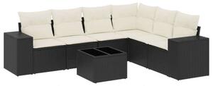 VidaXL Polyrattan Kerti Ülőgarnitúra - 7 részes - Fekete