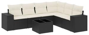 VidaXL Polyrattan Kerti Ülőgarnitúra - 7 részes - Fekete
