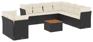 VidaXL Polyrattan Kerti Ülőgarnitúra - 11 részes - Fekete