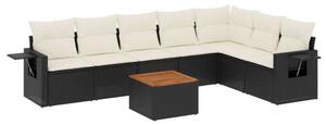 VidaXL Polyrattan Kerti Ülőgarnitúra - 8 részes - Fekete