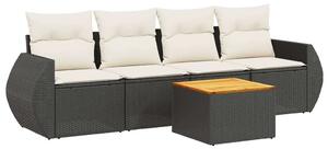 VidaXL Polyrattan Kerti Kanapé 5 részes - Fekete