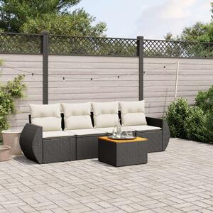 VidaXL Polyrattan Kerti Kanapé 5 részes - Fekete