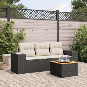 VidaXL Polyrattan Kerti Ülőgarnitúra - 4 részes - Fekete