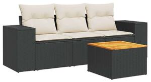 VidaXL Polyrattan Kerti Ülőgarnitúra - 4 részes - Fekete