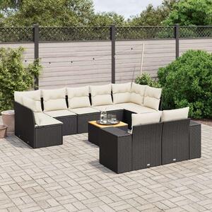 VidaXL Polyrattan Kerti Ülőgarnitúra - 10 részes - Fekete