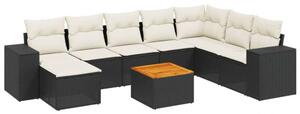VidaXL Polyrattan Kerti Ülőgarnitúra - 9 részes - Fekete