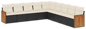 VidaXL Polyrattan Kerti Ülőgarnitúra - 9 részes - Fekete