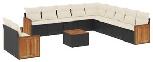 VidaXL Polyrattan Kerti Ülőgarnitúra - 12 részes - Fekete