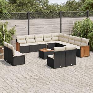 VidaXL Polyrattan Kerti Ülőgarnitúra - 14 részes - Fekete