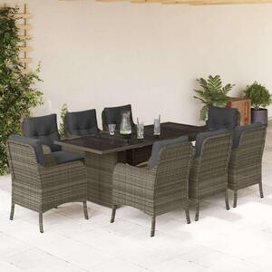 VidaXL Polyrattan Kerti Étkezőgarnitúra - 9 személyes - Szürke