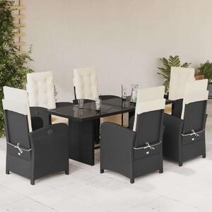 VidaXL Polyrattan Kerti Étkezőgarnitúra - 7 részes - Fekete