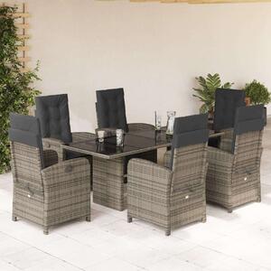 Vidaxl Polyrattan Kerti Étkezőgarnitúra - 7 részes - Szürke