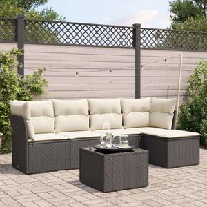 Polyrattan Kerti Ülőgarnitúra - 6 részes - Fekete