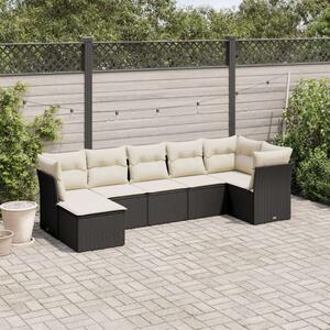 Polyrattan Kerti Ülőgarnitúra - 7 részes - Fekete