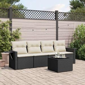 VidaXL 5 részes Kerti Kanapé - Fekete Polyrattan
