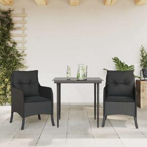 VidaXL Polyrattan Kerti Étkezőgarnitúra - 3 részes - Fekete
