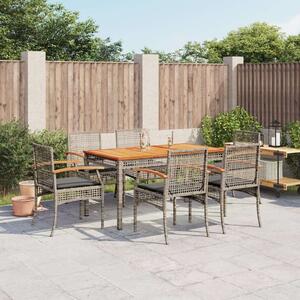 VidaXL - 7 Részes Kerti Étkezőgarnitúra - Szürke Polyrattan