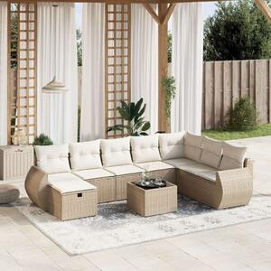 VidaXL Polyrattan Kerti Ülőgarnitúra - 9 részes - Bézs