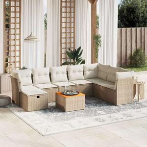 VidaXL Polyrattan Kerti Ülőgarnitúra - 9 részes - Bézs