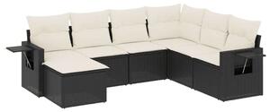 VidaXL Polyrattan Kerti Ülőgarnitúra - 7 részes - Fekete