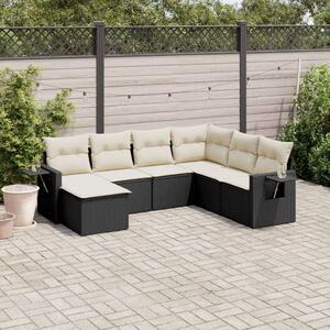 VidaXL Polyrattan Kerti Ülőgarnitúra - 7 részes - Fekete