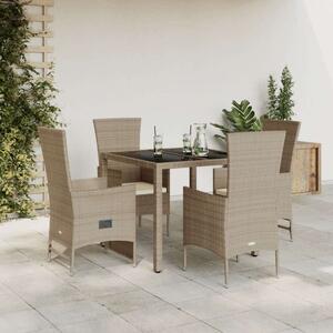 VidaXL Polyrattan Kerti Étkezőgarnitúra - 5 részes - Bézs