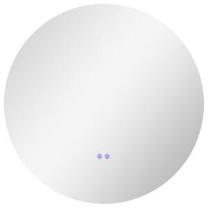 Kleankin Oglindă de Baie cu Lumină LED Reglabilă, Butoane Touch și Design Anti-Aburire, Ø80 cm