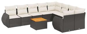 VidaXL Polyrattan Kerti Ülőgarnitúra - 10 részes - Fekete