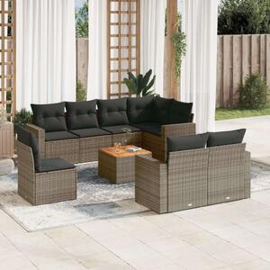 Polyrattan Kerti Ülőgarnitúra - 9 részes - Szürke