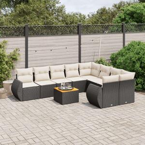 VidaXL Polyrattan Kerti Ülőgarnitúra - 10 részes - Fekete