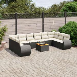 VidaXL Polyrattan Kerti Ülőgarnitúra - 11 részes - Fekete
