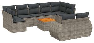 VidaXL 10 részes szürke polyrattan kerti ülőgarnitúra párnákkal