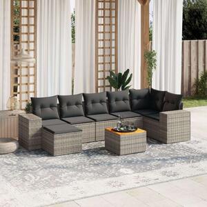 Polyrattan Kerti Ülőgarnitúra - 8 részes - Szürke