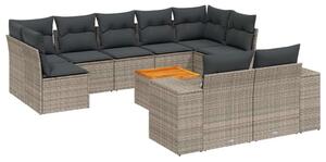 VidaXL 10 részes szürke polyrattan kerti ülőgarnitúra párnákkal