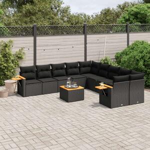 VidaXL Polyrattan Kerti Ülőgarnitúra - 11 részes - Fekete