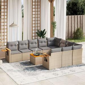 VidaXL 11 részes bézs polyrattan kerti ülőgarnitúra párnákkal
