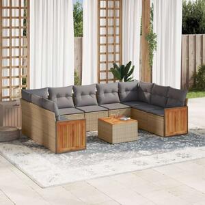 VidaXL Polyrattan Kerti Ülőgarnitúra - 10 részes - Bézs