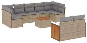 VidaXL Polyrattan Kerti Ülőgarnitúra - 10 részes - Bézs