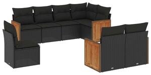 VidaXL Polyrattan Kerti Ülőgarnitúra - 8 részes - Fekete