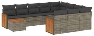 VidaXL 11 részes szürke polyrattan kerti ülőgarnitúra párnákkal