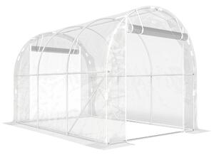 Outsunny Alagút Üvegház 2x3x2 m, Tekerhető Ajtókkal, Acélkerettel és Átlátszó PE Borítással