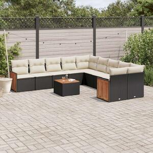 VidaXL Polyrattan Kerti Ülőgarnitúra - 11 részes - Fekete