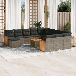 VidaXL Polyrattan Kerti Ülőgarnitúra - 13 részes - Szürke