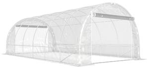Outsunny Tunnel Üvegház 3x6x2 m Feltekerhető Ajtókkal, Acél Váz és UV-védett PE Borítás, Átlátszó